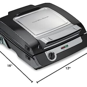 Hamilton Beach 4-in-1 Indoor Grill & Electric Griddle Combo with Bacon Cooker, Opens Flat to Double Cooking Surface, Removable Nonstick Plates, Black & Silver (25601)