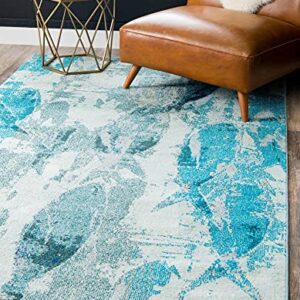 Unique Loom Positano Collection Coastal Modern Fish Light Blue Area Rug (4' x 6')