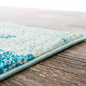 Unique Loom Positano Collection Coastal Modern Fish Light Blue Area Rug (4' x 6')