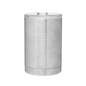 simply green solutions 3-in-1, stainless steel can cooler, bottle insulator and hot/cold 11oz. capacity thermal tumbler - brushed stainless