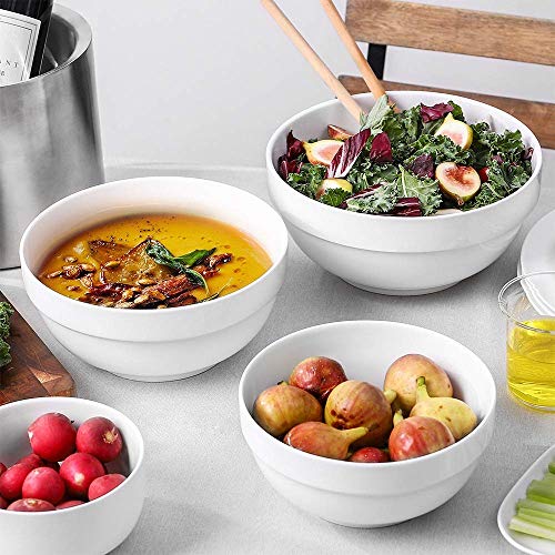 DOWAN 8" Serving Bowls - 64 Oz Large Salad Serving Bowls, Ceramic Deep Versatile Bowls for Soup,Pasta and Fruit, Microwave & Dishwasher Safe, White Serving Dishes for Thanksgiving Christmas, Set of 2