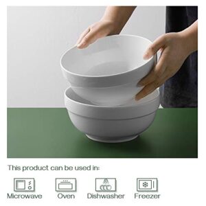 DOWAN 8" Serving Bowls - 64 Oz Large Salad Serving Bowls, Ceramic Deep Versatile Bowls for Soup,Pasta and Fruit, Microwave & Dishwasher Safe, White Serving Dishes for Thanksgiving Christmas, Set of 2