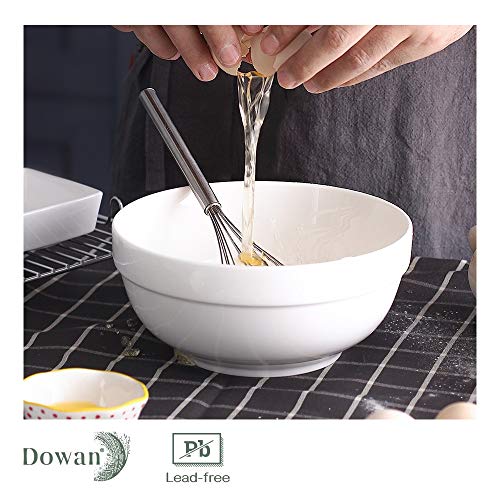 DOWAN 8" Serving Bowls - 64 Oz Large Salad Serving Bowls, Ceramic Deep Versatile Bowls for Soup,Pasta and Fruit, Microwave & Dishwasher Safe, White Serving Dishes for Thanksgiving Christmas, Set of 2