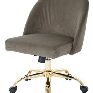 OSP Home Furnishings Layton Mid-Back Adjustable Office Chair with 5-Star Base, Gold Finish and Blue Azure Velvet