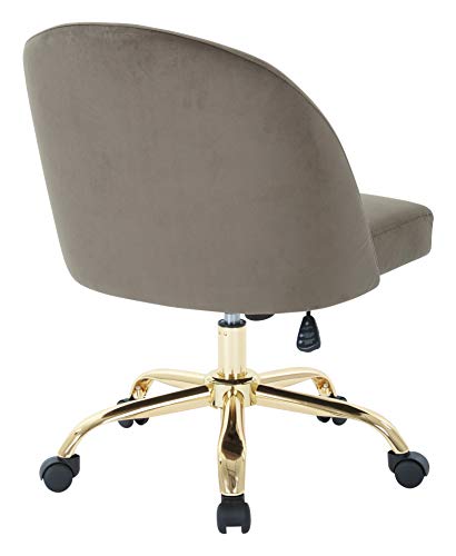 OSP Home Furnishings Layton Mid-Back Adjustable Office Chair with 5-Star Base, Gold Finish and Blue Azure Velvet