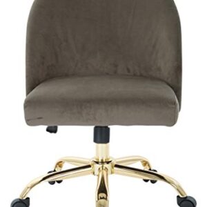 OSP Home Furnishings Layton Mid-Back Adjustable Office Chair with 5-Star Base, Gold Finish and Blue Azure Velvet