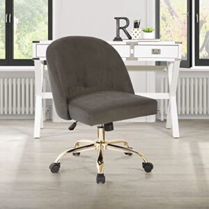 OSP Home Furnishings Layton Mid-Back Adjustable Office Chair with 5-Star Base, Gold Finish and Blue Azure Velvet