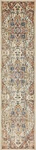 unique loom oslo collection distressed botanical medallion beige runner rug (3' x 13')