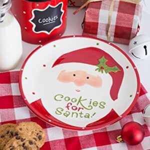 DII Seasonal Holiday Baking Collection Decorative Kitchen Servewantae, 8.3x8.3, Small Santa Cookie Plate