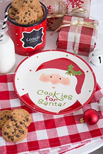 DII Seasonal Holiday Baking Collection Decorative Kitchen Servewantae, 8.3x8.3, Small Santa Cookie Plate