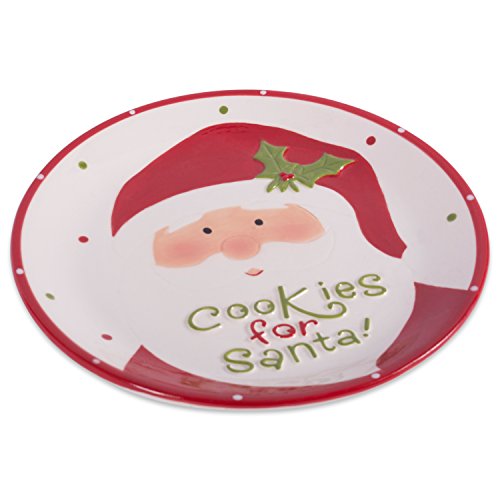 DII Seasonal Holiday Baking Collection Decorative Kitchen Servewantae, 8.3x8.3, Small Santa Cookie Plate