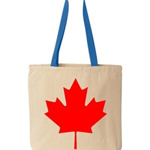 shop4ever Canada Leaf Cotton Canvas Tote Canadian Flag Reusable Shopping Bag 10 oz Natural - R Blue 1 Pack Colored Handle