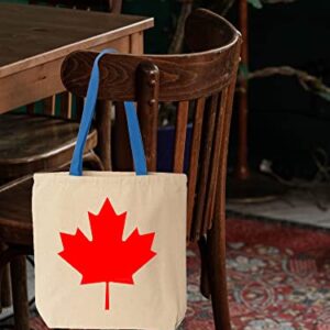 shop4ever Canada Leaf Cotton Canvas Tote Canadian Flag Reusable Shopping Bag 10 oz Natural - R Blue 1 Pack Colored Handle