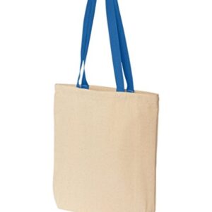 shop4ever Canada Leaf Cotton Canvas Tote Canadian Flag Reusable Shopping Bag 10 oz Natural - R Blue 1 Pack Colored Handle