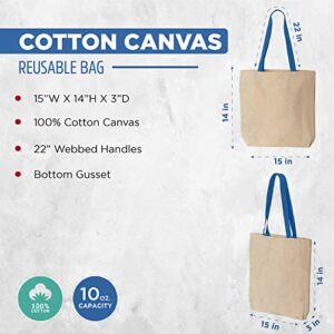 shop4ever Canada Leaf Cotton Canvas Tote Canadian Flag Reusable Shopping Bag 10 oz Natural - R Blue 1 Pack Colored Handle