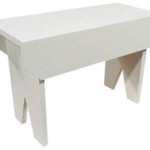 2 ft Wood Bench Long (Solid Cottage White)