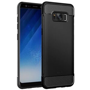 jetech slim fit case compatible with samsung galaxy s8 (not for plus +), thin phone cover with shock-absorption and carbon fiber design (black)