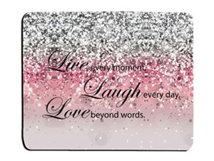 glitter mouse pad pink sparkle quote live love laugh customized rectangle non-slip rubber mouse pads gaming mouse pad