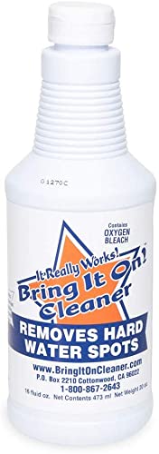 Bring It On Auto Glass Spot Cleaner and Remover 16 oz, Remove Water Spots from Windshields, Rims, Bumpers, Headlights, Remove Water Marks from Headlights. Contains Oxygen Bleach for Added Power