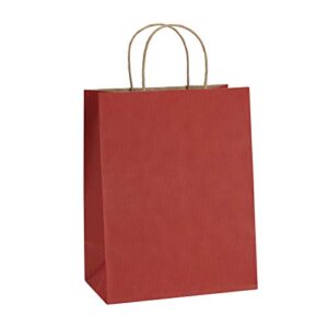 bagdream gift bags 8x4.25x10.5 inches 25pcs paper shopping bags, kraft bags, retail bags, red stripes paper bags with handles, recycled paper gift bags