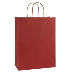 bagdream gift bags 10x5x13 inches 25pcs red stripes kraft paper bags, shopping bags, mechandise bags, retail bags, party bags, paper gift bags with handles, 100% recycled paper bags fsc compliant