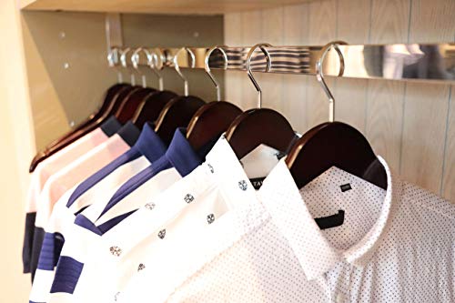 TOPIA HANGER Wooden Hangers, Luxury Suit Hangers for Closet, Cherry Wood Hangers with Extra Thick Hook and Non Slip Pants Bar, Heavy Duty Coat Hangers with Notches for Shirts 16 Pack -CT01M