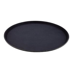 Restaurantware Bar Lux 16 Inch Serving Tray, 1 Round Server Tray - Non-Slip, Raised Edges, Black Plastic Waiter Tray, For Homes, Bars, Restaurants, or Catered Events, Serve Drinks & Meals