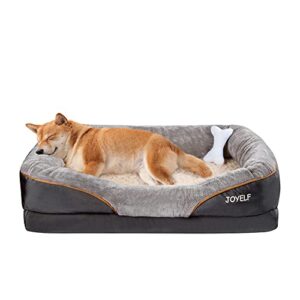 joyelf large memory foam dog bed, orthopedic dog bed & sofa with removable washable cover and squeaker toy as gift