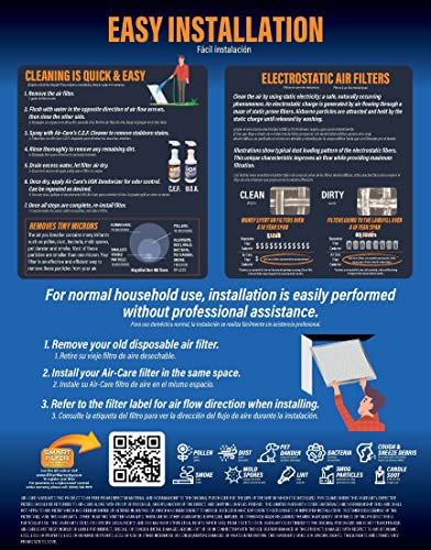 Air-Care 16x20x1 Silver Electrostatic Washable A/C Furnace Air Filter - Never Buy Another Filter!