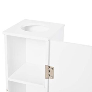 HOMCOM Toilet Paper Cabinet, Small Bathroom Corner Floor Cabinet with Doors and Shelves, Thin Storage Bathroom Organizer for Paper Shampoo, White