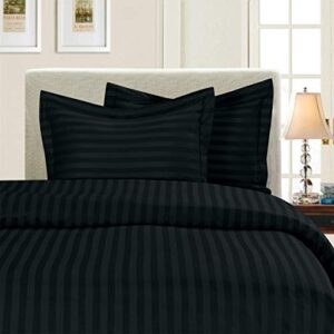 elegant comfort best, softest, coziest 3-piece duvet cover sets! - 1500 thread count egyptian quality luxurious wrinkle resistant 3-piece damask stripe duvet cover set, full/queen, black