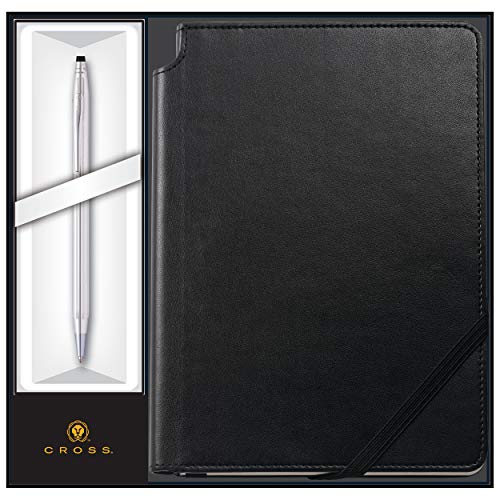 Dayspring Pens Personalized AT Cross Pen and Journal Gift Set - Classic Century Ballpoint with a Black Journal - Engraved and Embossed Comes in gift box.