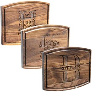 brew city engraving - personalized & custom laser engraved walnut cutting boards - monogram, wedding & family themed designs