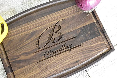 Brew City Engraving - Personalized & Custom Laser Engraved Walnut Cutting Boards - Monogram, Wedding & Family Themed Designs