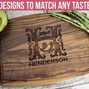 Brew City Engraving - Personalized & Custom Laser Engraved Walnut Cutting Boards - Monogram, Wedding & Family Themed Designs