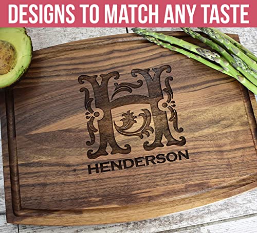 Brew City Engraving - Personalized & Custom Laser Engraved Walnut Cutting Boards - Monogram, Wedding & Family Themed Designs