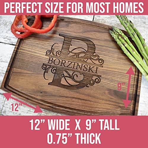 Brew City Engraving - Personalized & Custom Laser Engraved Walnut Cutting Boards - Monogram, Wedding & Family Themed Designs