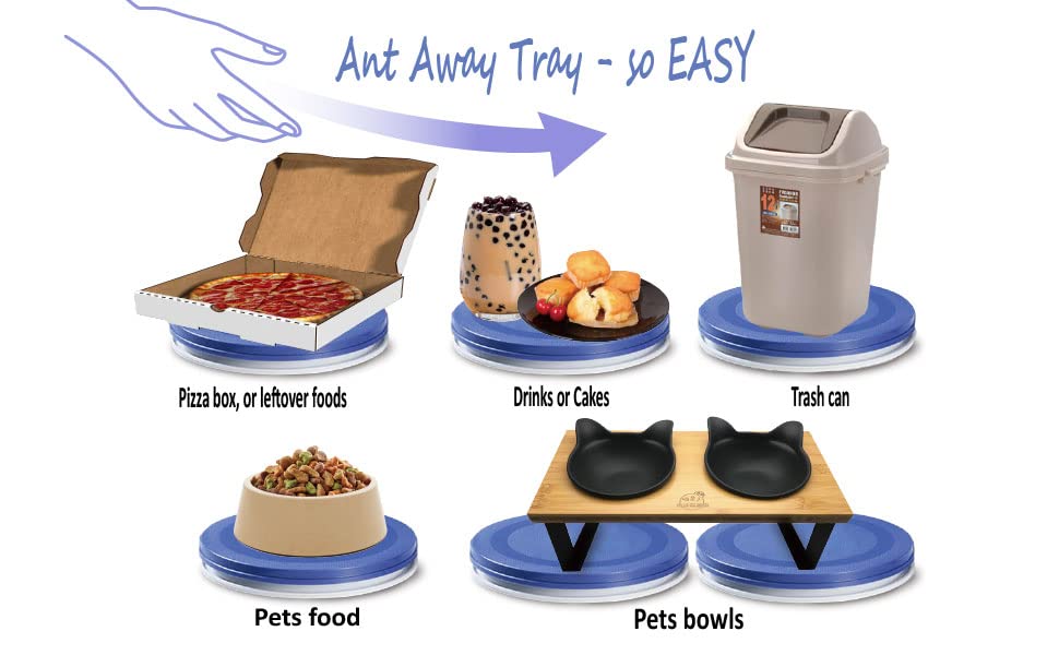 Yuwoda Ant Away Cat Dog Feeding Bowl Tray Ant Away Tray Pet Food Dish Safe Indoor Moats No Water No Plugged in Needed Automatic cat feeders