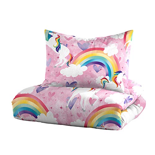 dream FACTORY Unicorn Rainbow Comforter Set, Pink, Twin