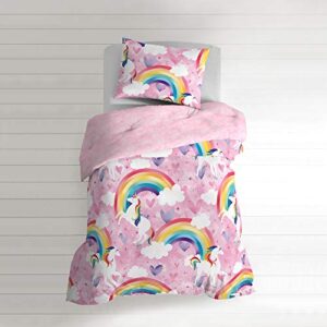 dream FACTORY Unicorn Rainbow Comforter Set, Pink, Twin