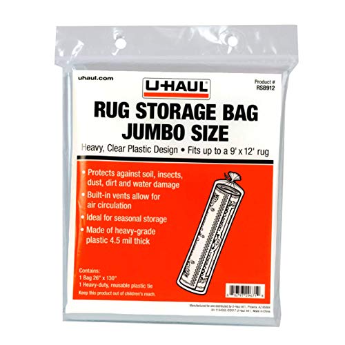 U-Haul Jumbo Rug Storage Bag (Fits Rugs up to 9' x 12') - Protection for Jumbo Rolled Rug - 26" x 130"