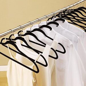 Yaheetech Non Slip Velvet Hangers - Heavy Duty -Flocked Hangers Coat Suit Hangers Space Saving Clothes Hangers with Swivel Hook, Black - Pack of 100