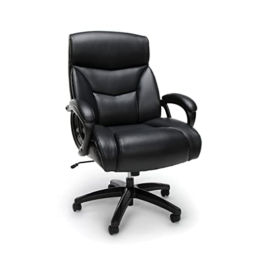 OFM ESS Collection Big and Tall Bonded Leather Executive Chair, Black