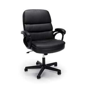 ofm ess collection bonded leather executive chair with arms, black