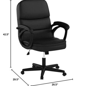 OFM ESS Collection Bonded Leather Executive Chair with Arms, Black