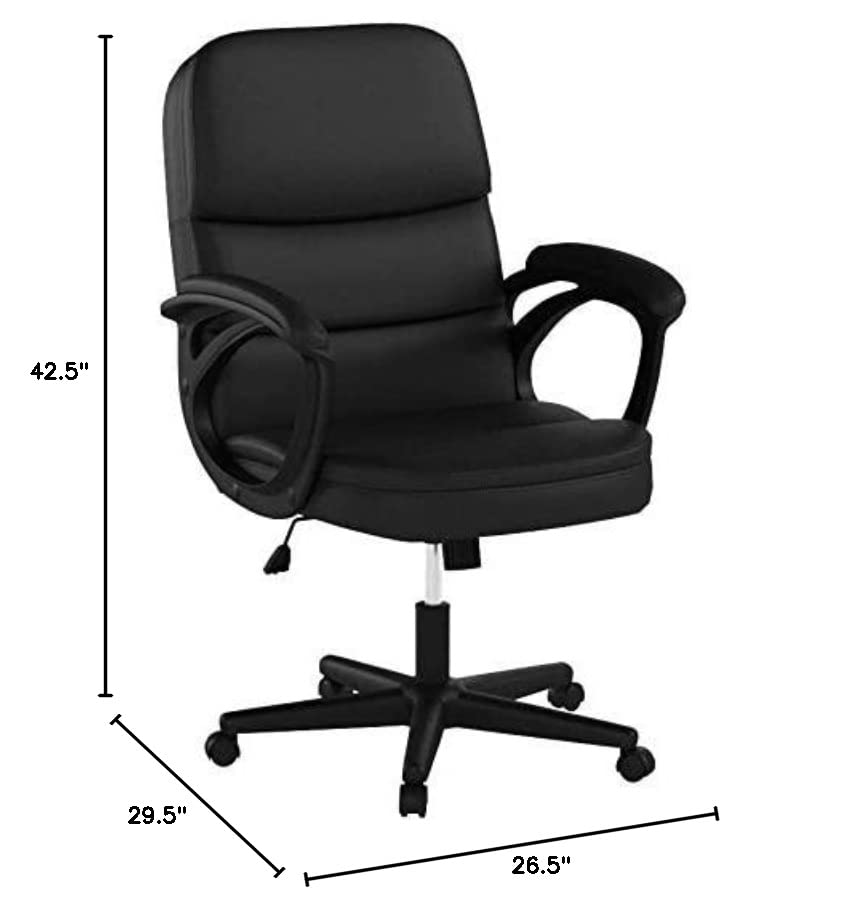 OFM ESS Collection Bonded Leather Executive Chair with Arms, Black