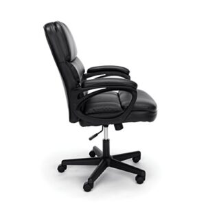 OFM ESS Collection Bonded Leather Executive Chair with Arms, Black