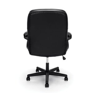 OFM ESS Collection Bonded Leather Executive Chair with Arms, Black