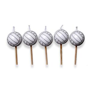 volleyball birthday candles (5 pack, spherical volleyballs on picks) volleyball side out party collection by havercamp