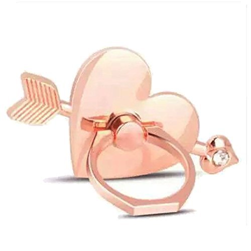 Universal Phone Ring Bracket holder ,UCLL Diamond Love Heart arrow Shape Finger Grip Stand Holder Ring Car Mount Phone Ring Grip Smartphone Ring stent Tablet Rose Gold